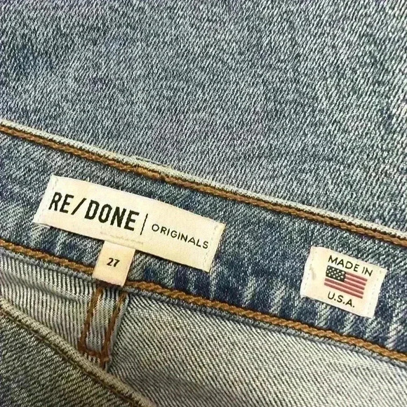 𝅺RE/DONE Levi's Mid Rise Crop Kick Flare 70s Jeans Size 27 - Picture 7 of 9